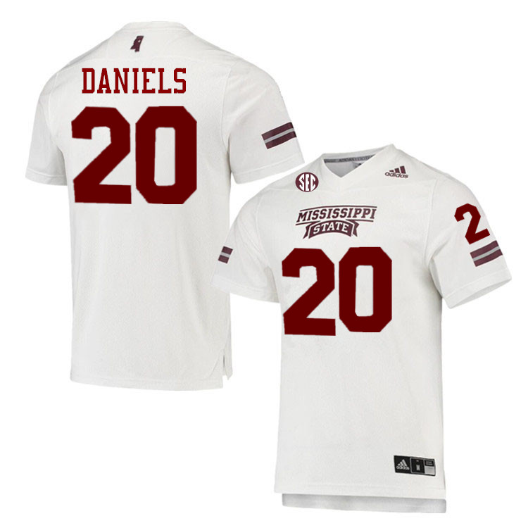 Men #20 Johnnie Daniels Mississippi State Bulldogs College Football Jerseys Stitched-White